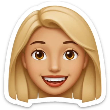 Smiling and with lip bit sticker