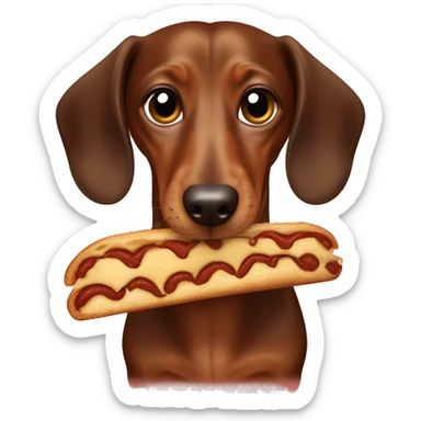 Brown dachshund eating a Dürüm sticker
