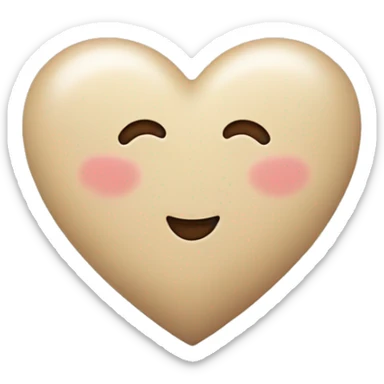 Soft Beige Heart – A heart in a gentle beige or creamy tone, symbolizing warmth and calm love with cute face . sticker