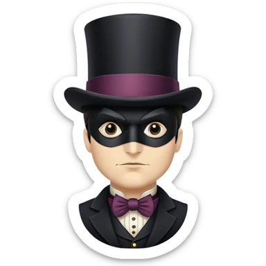 Batman with his black mask wearing Victorian era clothes with top hat sticker