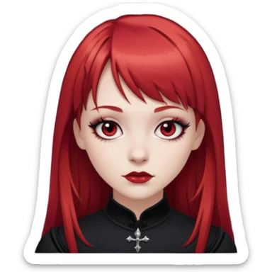 White girl with red hair, bangs and gothic  sticker