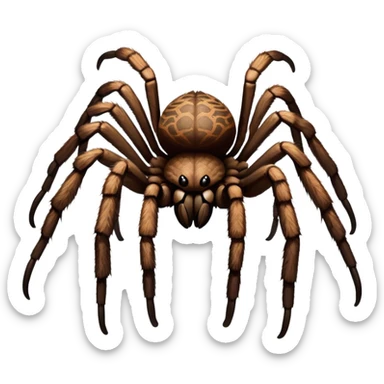 Close-up of a giant hairy tarantula in its natural habitat, with intricate web details surrounding it. The spider's texture is highlighted, emphasizing its hairy legs and features. Soft background with natural elements like leaves or rocks. Transparent background. sticker