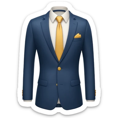 A 3D cartoon formal suit with jacket, shirt, and tie displayed neatly, smooth folds, studio lighting, Memoji-style rendering. sticker