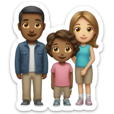 man and woman with 2 boys and 1 girl sticker