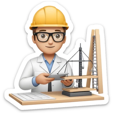 architect with protective eyewear building a scale model sticker