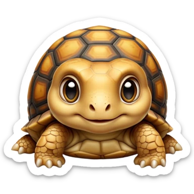 cinematic-baby tortoise-realistic--emoji,,-cute-wise-face-peering-ahead-with-calm-determination,-cute large-eyes-reflecting-centuries of wisdom, sticker