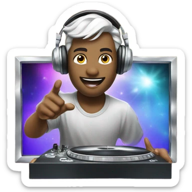 dj chasing after a platinum music plaque sticker