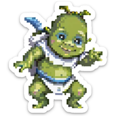 baby Shrek spinning while dancing sticker