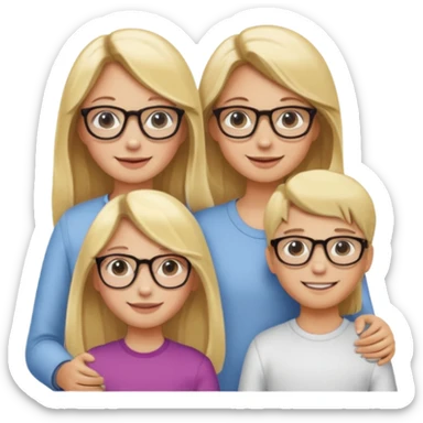 je voudrai un emoji d'une fille aux cheveux longs et blonds avec des lunettes en FAMILLE sticker