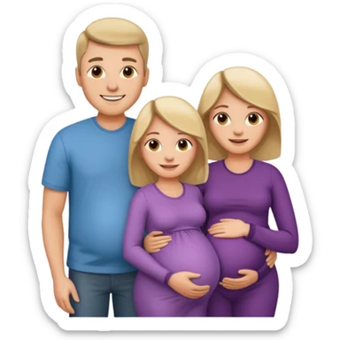 I want a couple. Only the wife is pregnant. There is only one pregnant women. Both the husband hand wife family are stand behind them. There is No kids sticker
