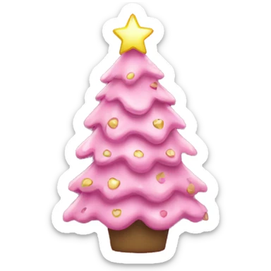 A pink decorated christmas tree sticker