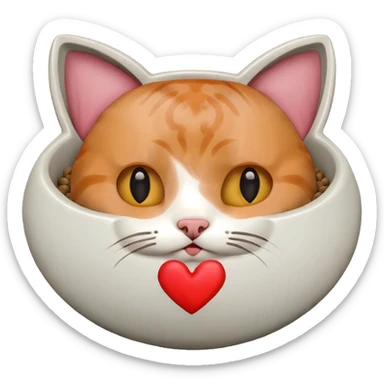 cat food bowl with heart sticker