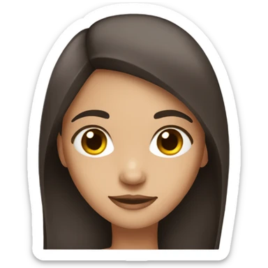 A girl with straight dark brown hair and brown eyes  sticker