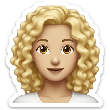  young women with curly blonde hair, white skin sticker
