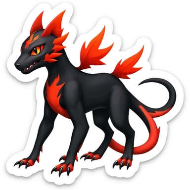 Salandit-Litten-Houndour-Fakémon-hybrid-creature (full body)  sticker