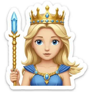 Deesse grecque blonde cheveux mi longs. Yeux bleus. Une couronne de laurier d'or dans les cheveux et septre sticker