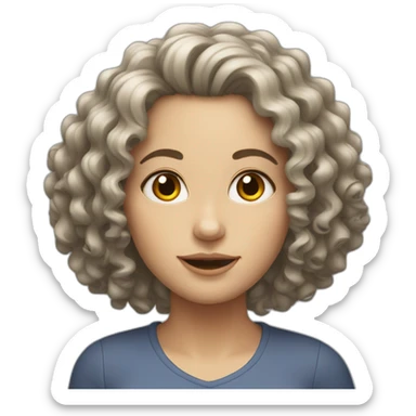 White Women, curly hair, sticker