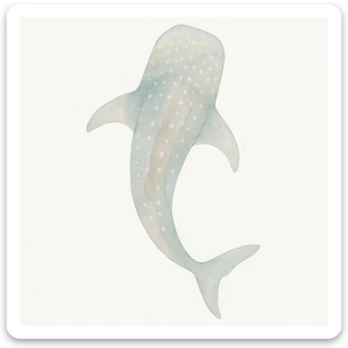 watercolor painting of a whale shark seen from above, swimming gracefully, light blue and teal hues, subtle splashes, dreamy aquatic feel sticker