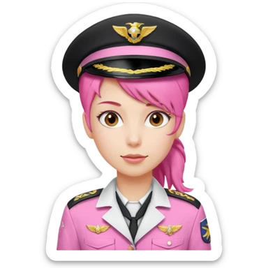Commander Bloom – pink ponytail pilot in white uniform sticker