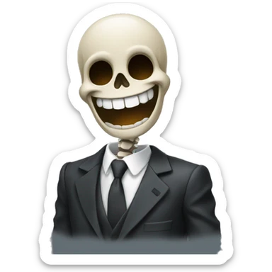 Skeleton laughing with suit and tie sticker