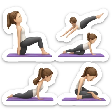 White girl with brown hair doing Pilates  sticker