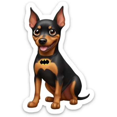 caramel-color-pinscher-batman-dog with smile  sticker