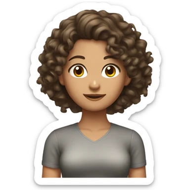 brunette girl with curly hair doing her hair sticker