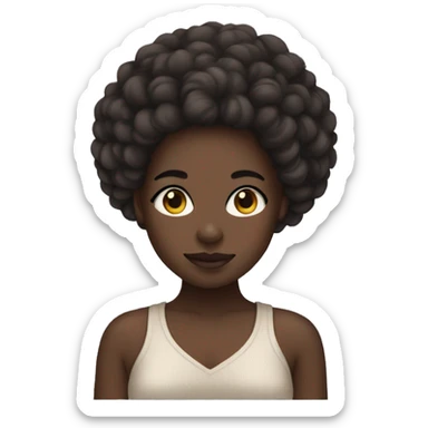 Dark skin girl with afro in a side braid sticker