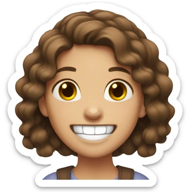 Girl with brown hair laughing so much sticker