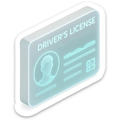 A futuristic driver's license with a sleek, modern design and holographic elements. sticker