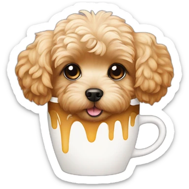 golden maltipoo drink coffee sticker