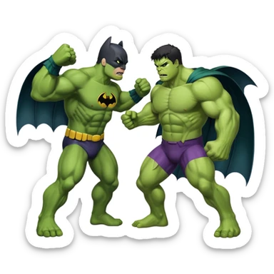 Bat man and hulk fighting sticker