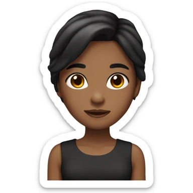 A girl with black shoulder length hair and brown skin sticker