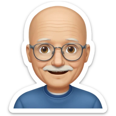 old bald man with short beard and glasses sticker