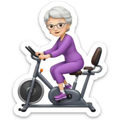 Grandma on a exercise bike sticker