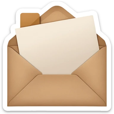 blank greeting card open with brown envelope next to it sticker