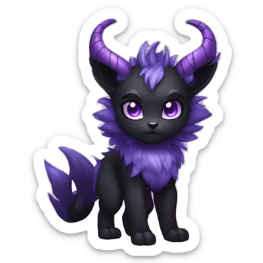 Anthro-Edgy-Black-Purple-Contrast-Colors-Fantasy-Fur-Sona-Chibi-Shiny-Fakémon-Hybrid with horns full body sticker