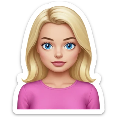 Maggot Robbie with blue eyes, long blonde hair, pink outfit sticker