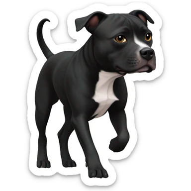 staffordshire bull terrier black walking away sticker