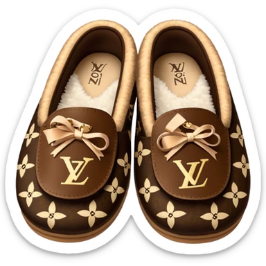 Fuzzy Louis Vuitton slippers sticker