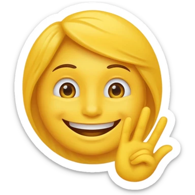 Emoji tête jaune avec un sourire et le doigt devant les dents  sticker