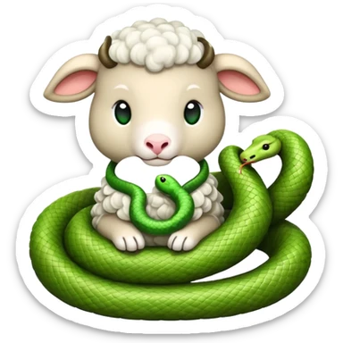 Lamb loves snake sticker