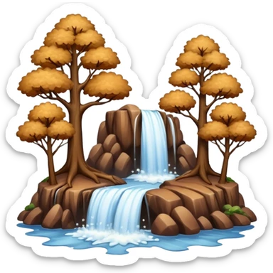 brown trees waterfall sticker