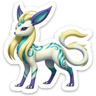 Tropical Tiny Marked Patterned Tribal Shiny Albino Painted Oriental Asian Patterned Tropical Exotic Toxic Suicune-Meloetta-Renamon-Absol-fusion-hybrid-creature (full body) sticker