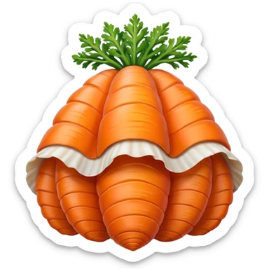 Create an emoji that is half carrot half sea shell sticker