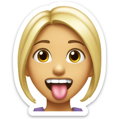 Girl sticking tongue up her teeth looking cheeky  sticker