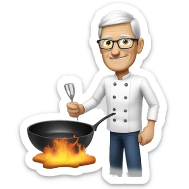 tim cook, cooking a stickman sticker