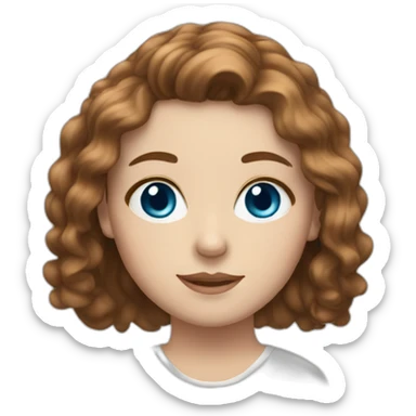 A white girl with blue eyes and brown wavy hair sticker