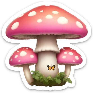 pink mushroom with butterfly sticker