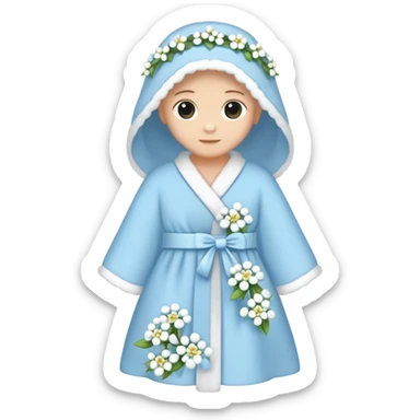 pale blue with small white flowers robe  sticker